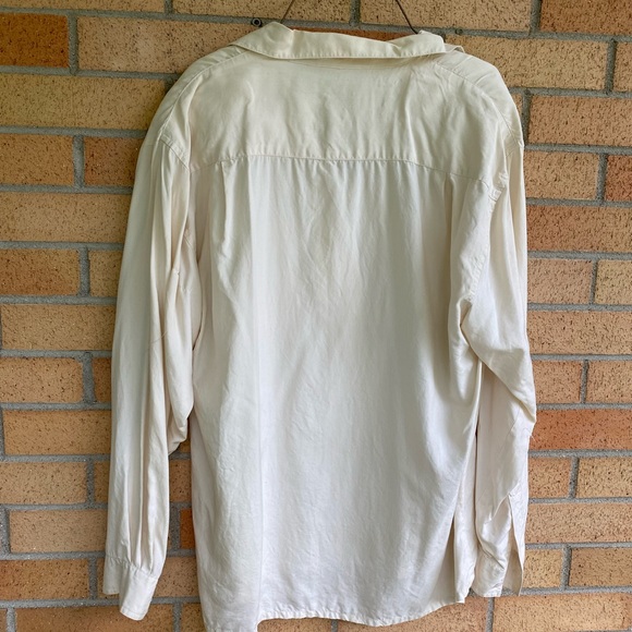 The Complex 100% Silk White Button Down Shirt Petite L - Picture 2 of 6